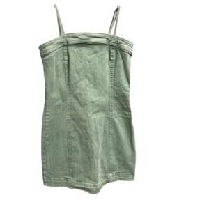 Francesca's TGLA Sage Green Denim Mini Dress Size Small Lace Back